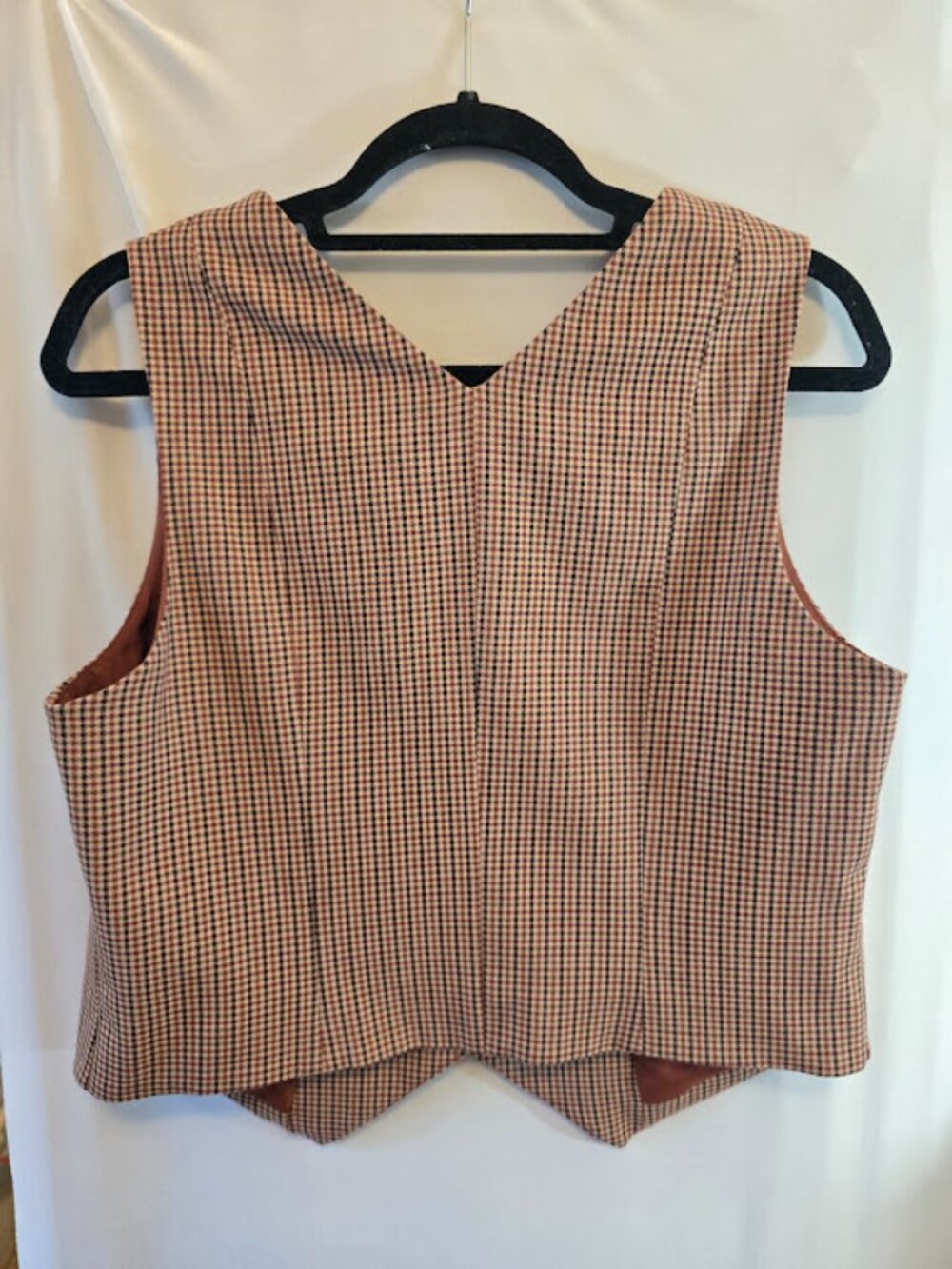 HOUNDSTOOTH WAISTCOAT VEST SIZE MEDIUM LIKE NEW RUST BROWN A NEW DAY - Picture 6 of 9